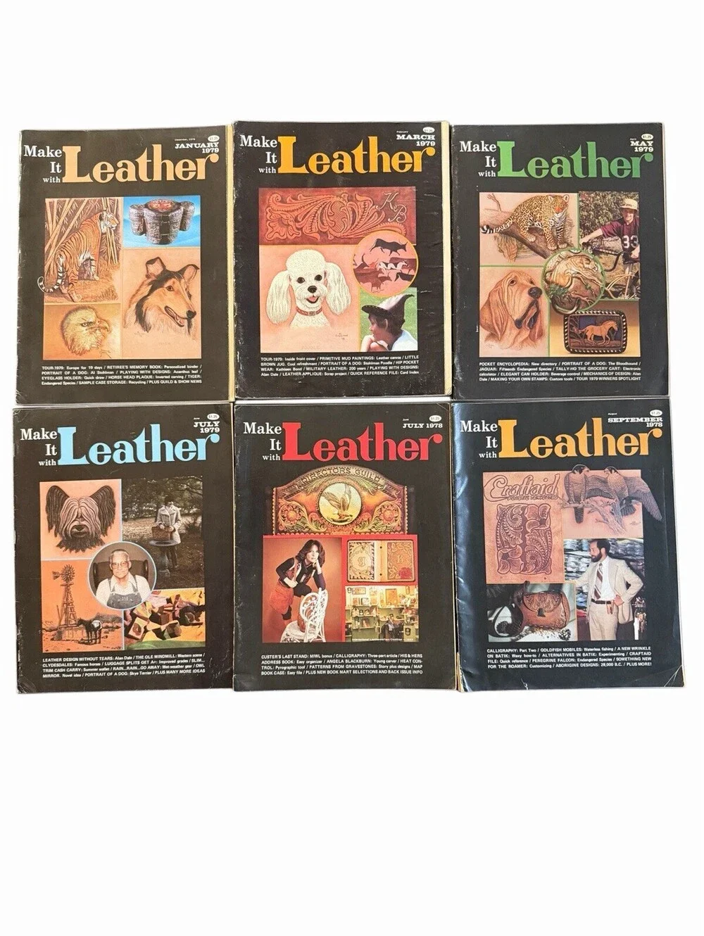 Vtg Make It With Leather Magazine Lot Of Six With Template Patterns 70s-80s